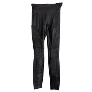 SPANX Moto Faux Leather Leggings Black High Waist XS